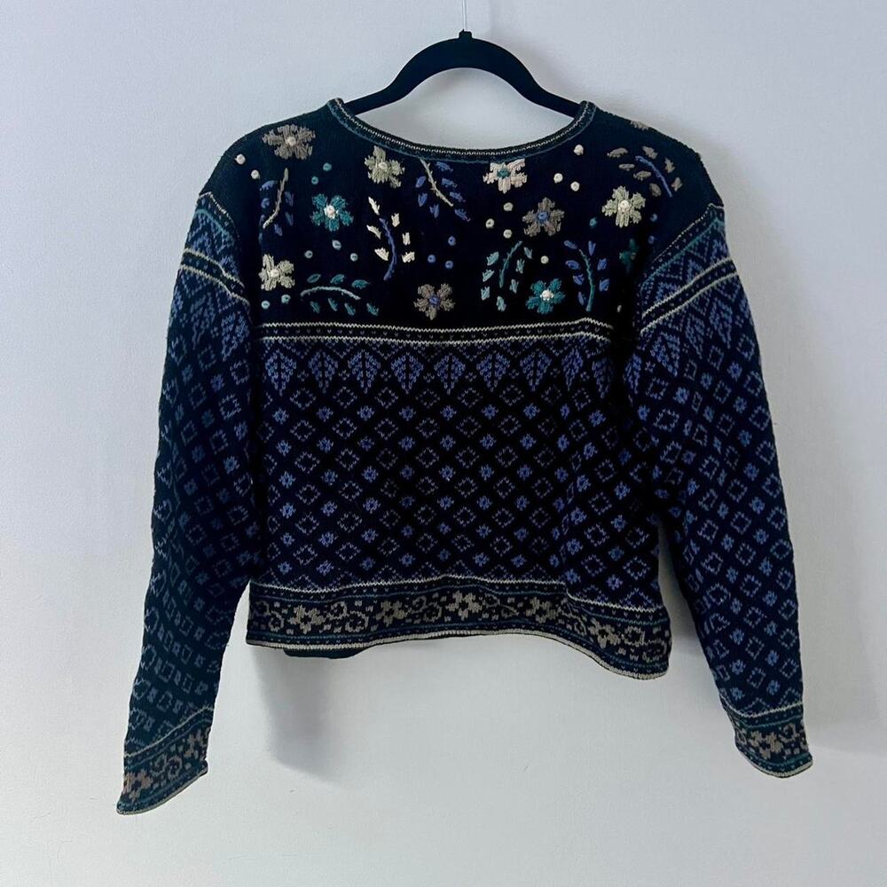 Fair isle embroidered sweater navy - Picture 3 of 4